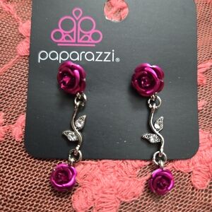 Paparazzi Fuchsia Rose Drop Earrings
